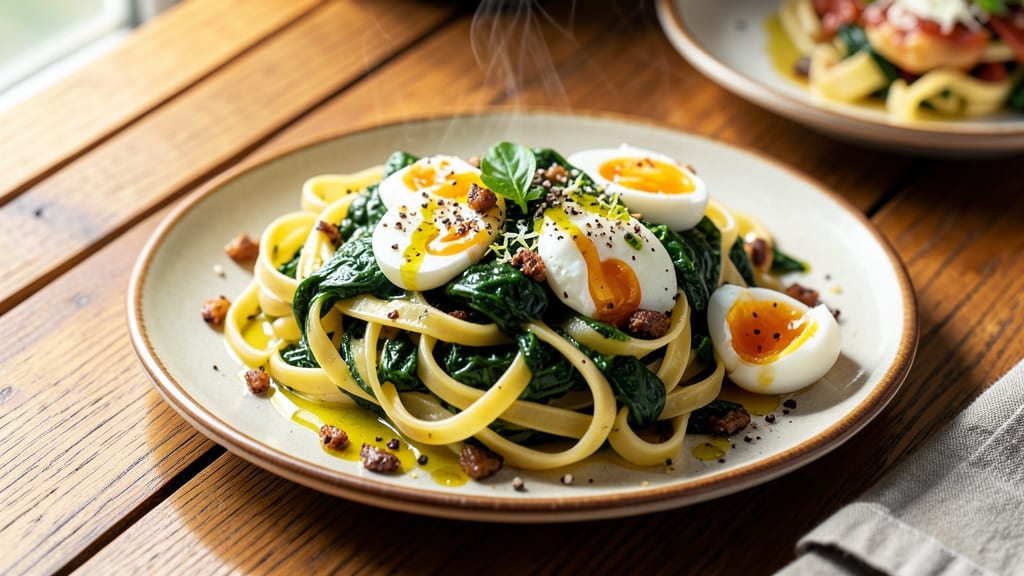 Spinach Egg Pasta Recipe: Creamy Garlic Spinach Twist in 20 Minutes