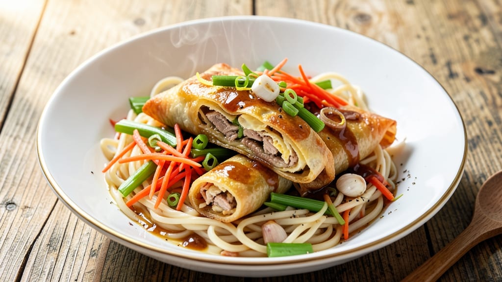Traditional Recipe for Egg Roll in a Bowl: Wok-Seared Crispy Edges and Silky Noodles