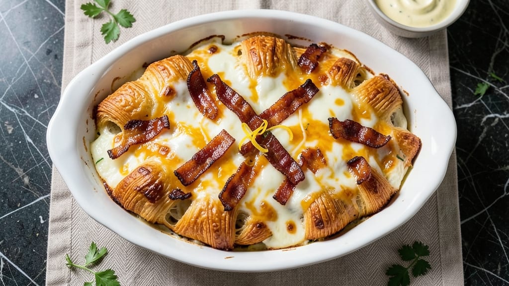 Bacon, Egg, and Cheese Croissant Casserole Recipe: Crispy Top, Melty Layers, One-Pan Brilliance