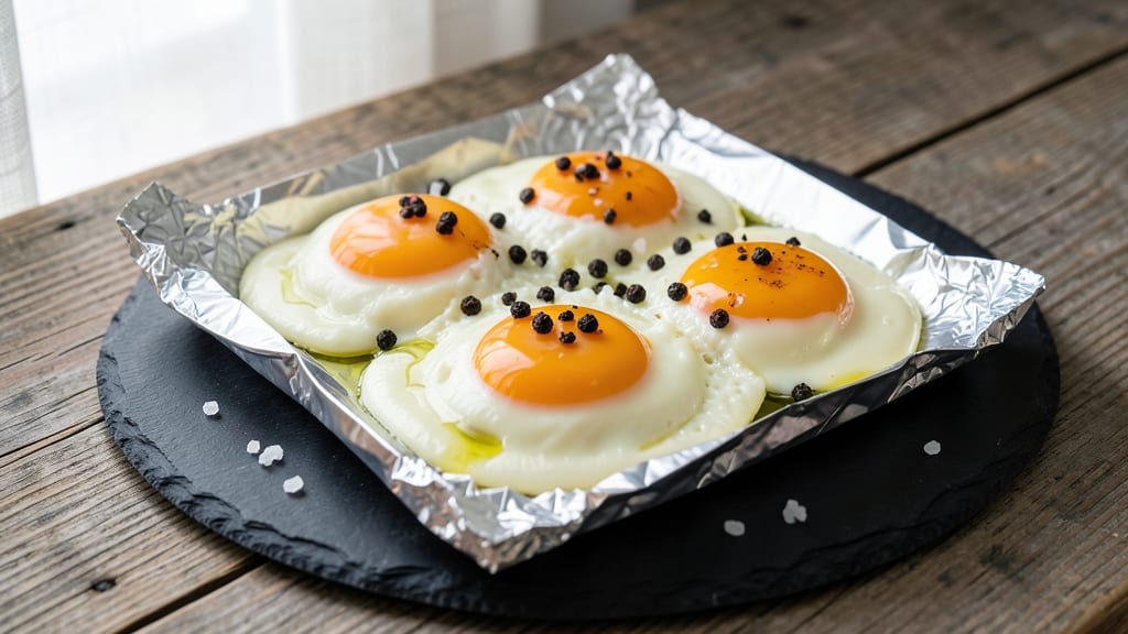 Three Non-Stick Eggs Recipe: Foil-Lined Crunch With Runny Yolk Magic