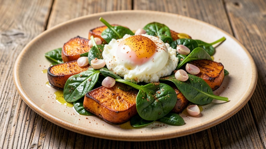 Sweet Potato Spinach Egg Recipe: Crispy-Topped Protein-Packed Bowl
