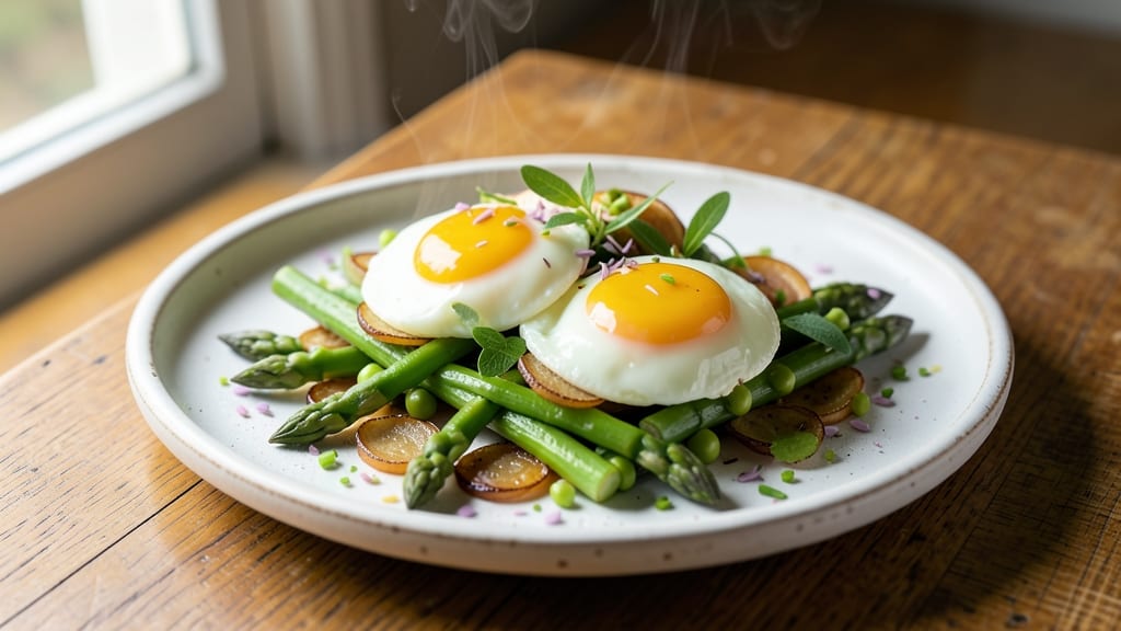 Spring Eggs Recipe: Fluffy Custard With Herby Spring Vegetable Bites