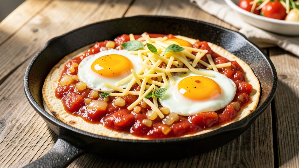 Tomato Egg Skillet Recipe: Crispy Tortilla Crunch With Runny Yolk Magic