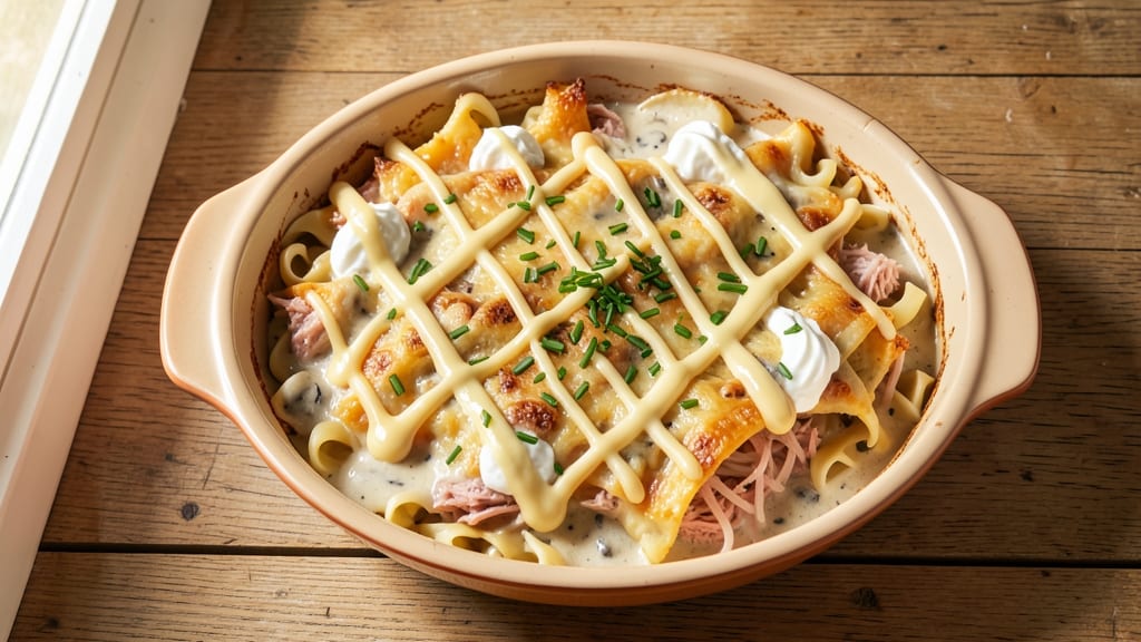 Tuna Casserole Recipe Egg Noodles Cream of Mushroom Soup: One-Pot Creamy Comfort with Crispy Top