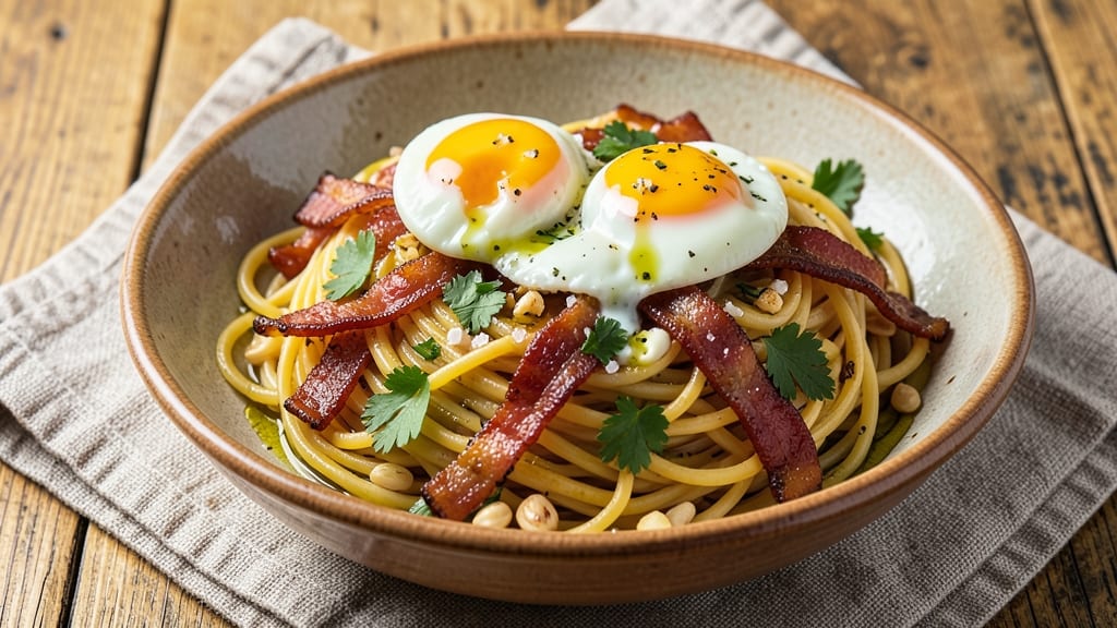 Bacon and Egg Spaghetti Recipe: Crispy Pancetta and Runny Yolk Magic