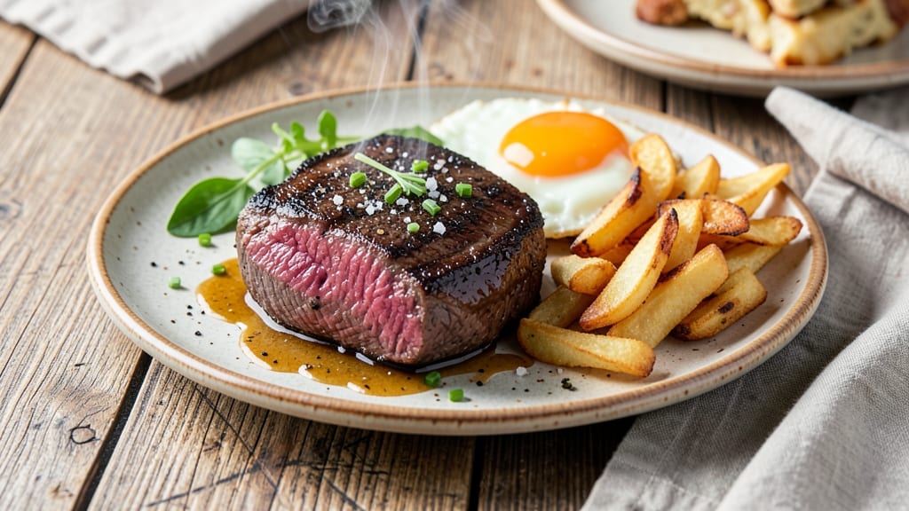 Steak Egg and Chips Recipe: Hearty Breakfast Meal With Crispy Potatoes
