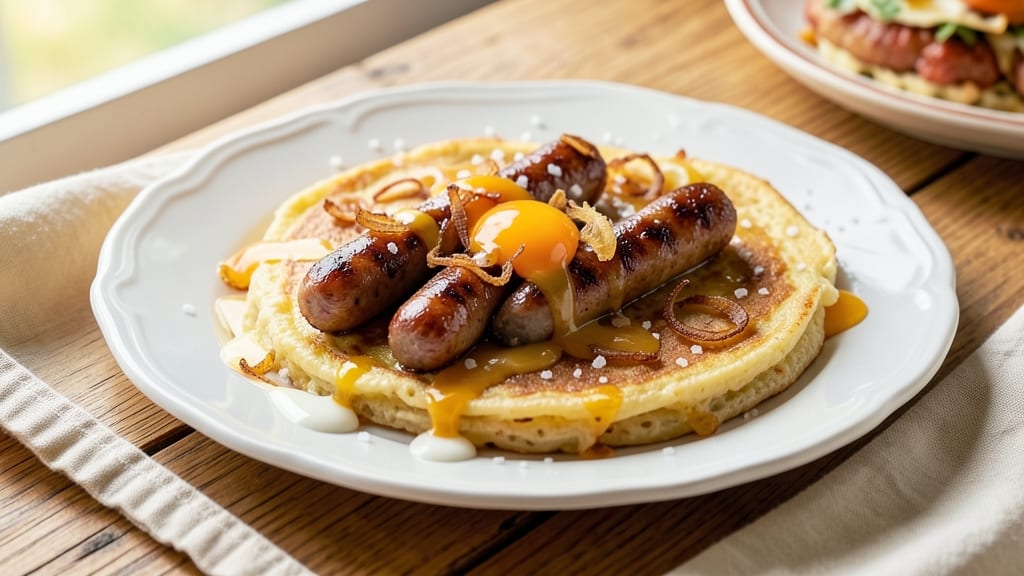 Another Broken Egg Sausage Recipe: Crispy Pancake Hugs Runny Yolk Magic
