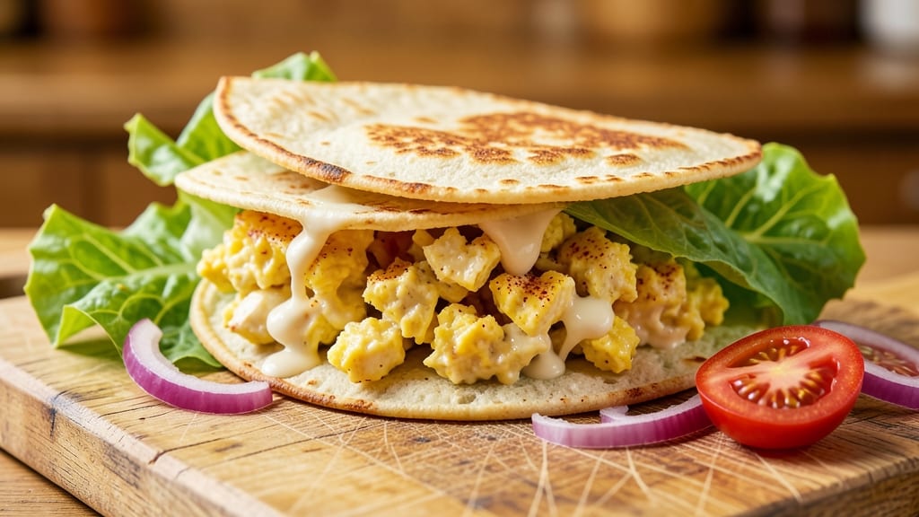 Scrambled Egg Salad Sandwich Recipe: Crispy Tortilla Hugs Runny Yolk Magic