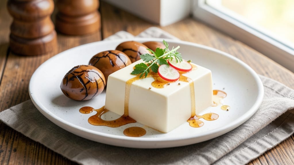 Silken Tofu With Century Egg Recipe: Umami-Packed Bite-Sized Delight