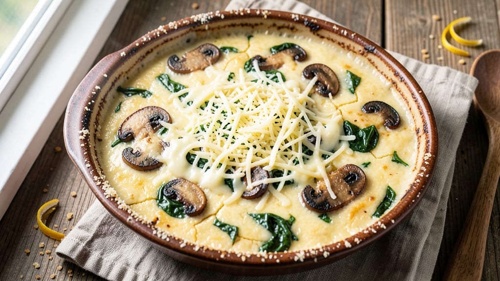 Spinach Mushroom Egg Bake Recipe: One-Pan Breakfast With Crispy Top and Creamy Layers