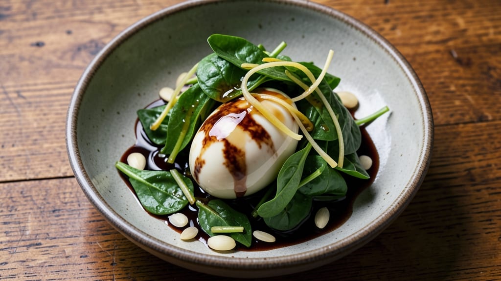 Spinach Century Egg Recipe: Silky Noodle Wrapped in Umami-Packed Soy Gelatin