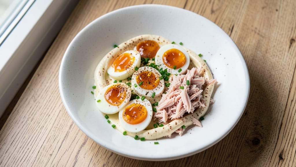 Tuna Egg Mayo Salad Recipe: Crunchy Crackers and Creamy Yolk Magic